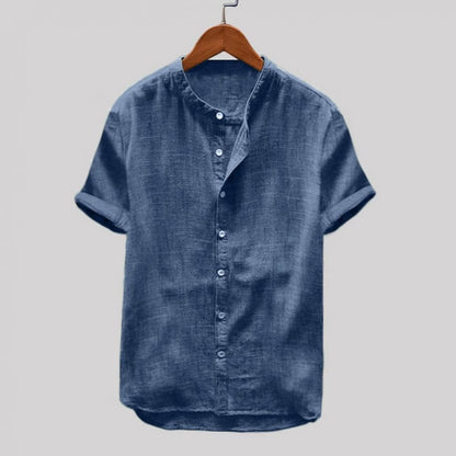 Chemise homme manches courtes – Coupe décontractée – Tissu respirant – Col mao