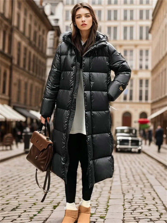 Manteau matelassé femme – Coupe oversize – Longue – Capuche – Chaud et confortable