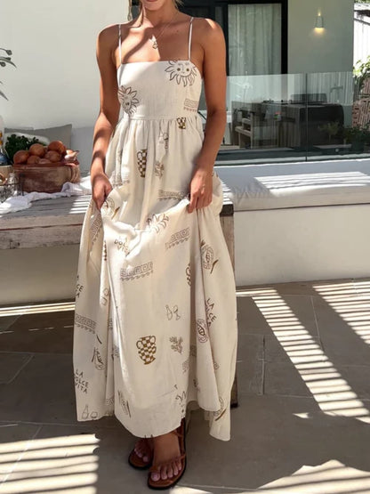 Robe maxi à bretelles spaghetti pour femme - Élégante et fluide