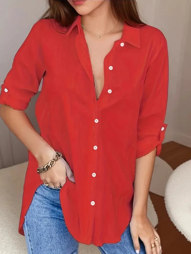 Lena - Chemisiers unis de haute qualité avec boutons