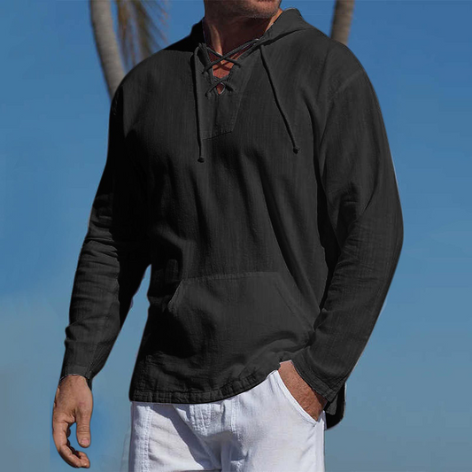 Sweat à capuche homme – Coupe décontractée – Coton doux – Col lacé – Poche kangourou