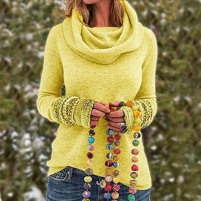 Top en maille femme – Coupe ample – Col bénitier – Poignets texturés – Maille douce