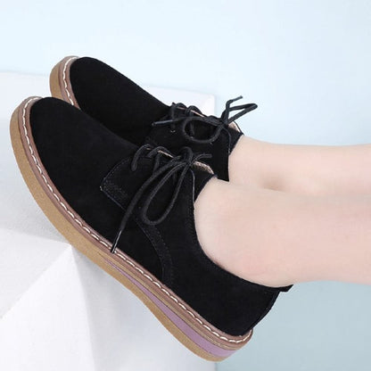 Chaussures Oxford Femme - Daim Élégant - Bout Rond - Semelle Confortable Antidérapante