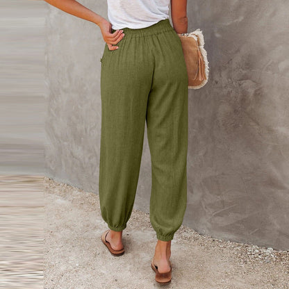 Pantalon Décontracté Femme – Taille Élastique – Coupe Ample – Tissu Léger et Confortable