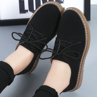 Chaussures Oxford Femme - Daim Élégant - Bout Rond - Semelle Confortable Antidérapante