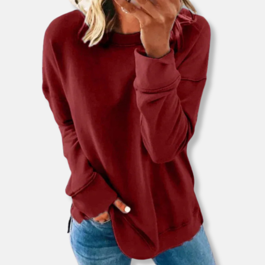 Sweatshirt femme – Coupe ample – Coton doux – Col rond confortable – Manches longues