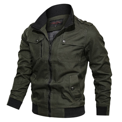 Veste homme – Coupe slim – Coton mélangé – Col montant – Poches à rabat – Zippée