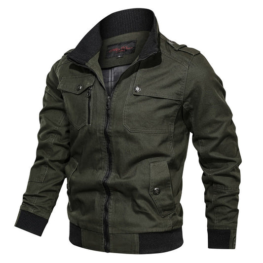 Veste homme – Coupe slim – Coton mélangé – Col montant – Poches à rabat – Zippée