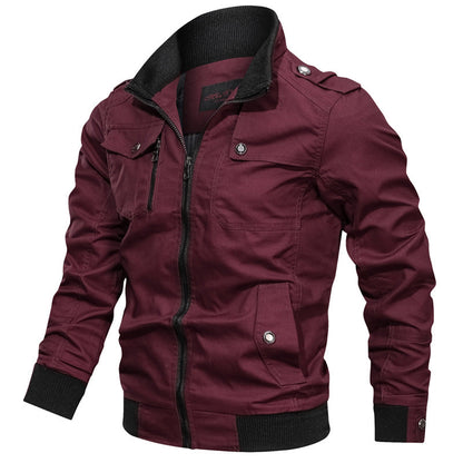 Veste homme – Coupe slim – Coton mélangé – Col montant – Poches à rabat – Zippée