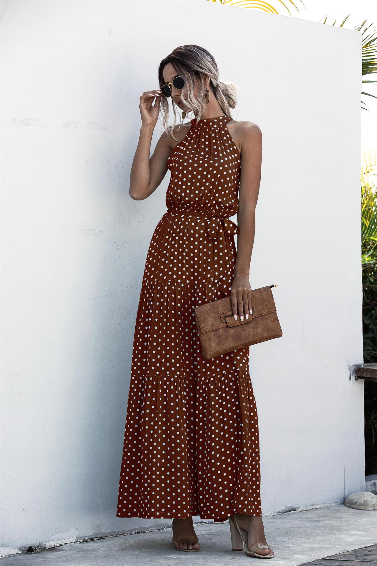 Katia - Robe d'été élégante sans manches à motif à pois