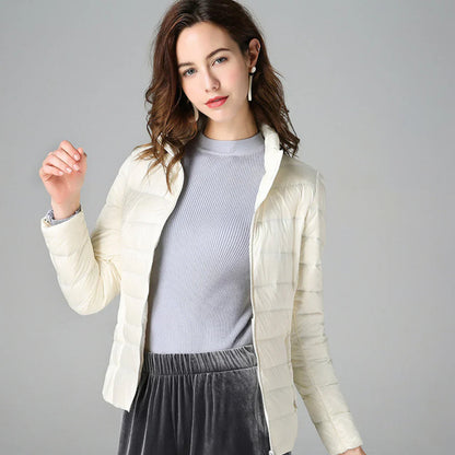 Veste matelassée femme – Coupe slim – Imperméable légère – Col montant – Mi-longue