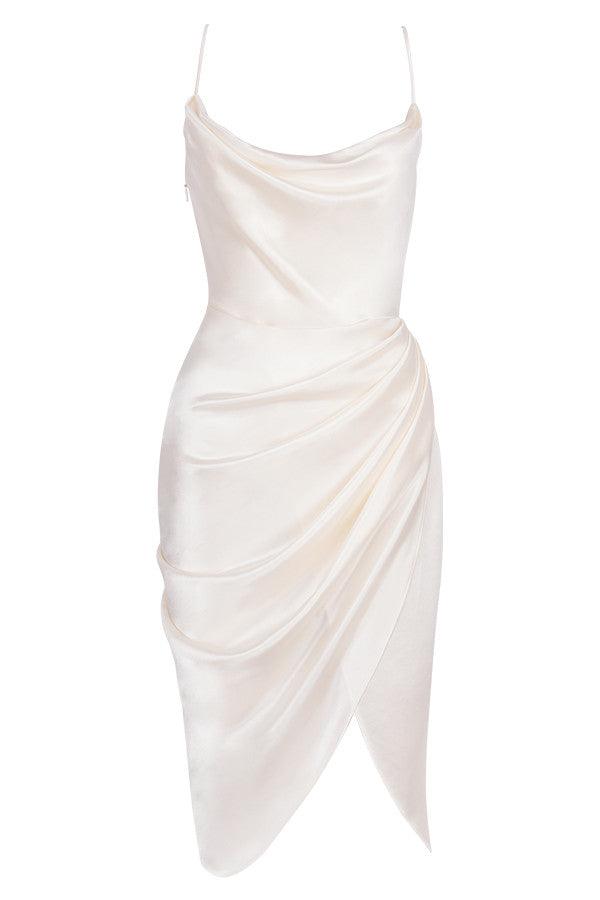 VERENA - Robe longue corset balconnet en satin pour femmes