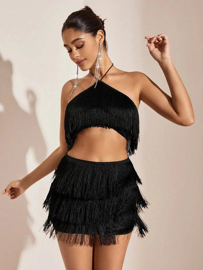 Ensemble deux pièces à franges glamour - Chic, audacieux, confortable pour femme