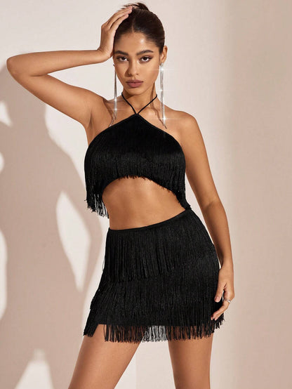 Ensemble deux pièces à franges glamour - Chic, audacieux, confortable pour femme