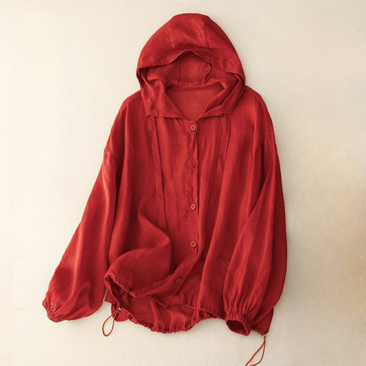 Sweat à capuche femme – Linnen – Coupe oversize – Boutonné – Cordon ajustable
