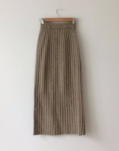 Jupe Longue Femme - Maille Côtelée - Taille Haute - Confortable et Élégante