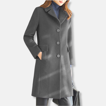 Manteau trench femme – Coupe cintrée – Laine – Longueur genoux – Col à revers