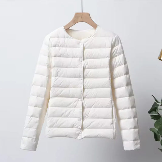 Veste femme en duvet – Coupe slim – Ultralégère – Matelassée à boutons – Longueur hanches