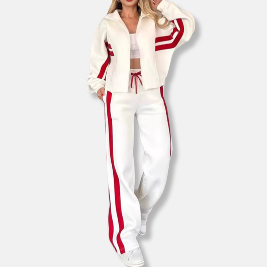 Veste zippée femme – Coupe oversize – Coton doux – Rayures sport – Style athleisure