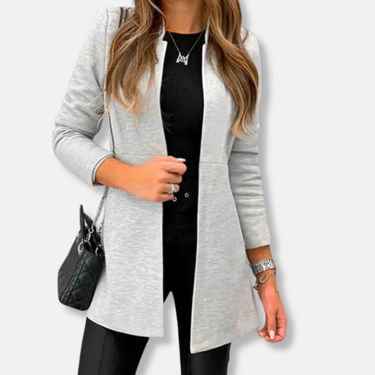Femme Cardigan - Maille Douce Mélangée - Coupe Décontractée - Longueur Mi-Cuisse - Col Ouvert
