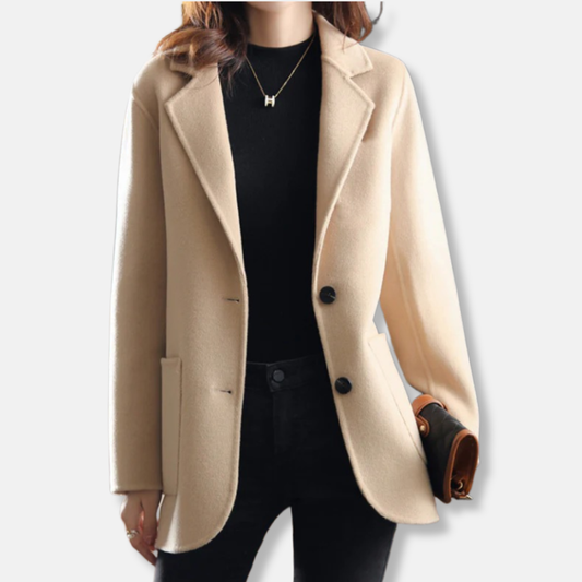 Femme Blazer - Laine Mélangée - Coupe ajustée - Col cranté - Longueur hanche