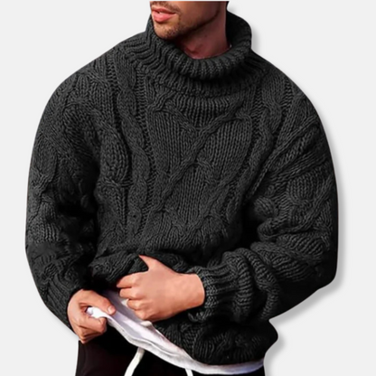 Homme Pull - Laine - Col Roulé - Coupe Oversize - Manches Longues Amples