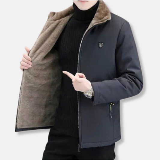 Veste parka homme – Coupe moderne – Doublure fausse fourrure – Imperméable – Longueur hanches