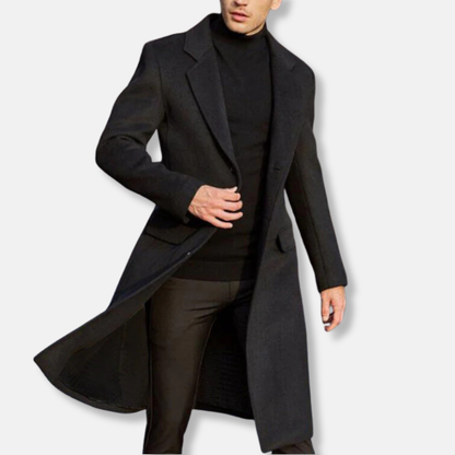 Manteau homme – Coupe structurée – Longueur genou – Laine mélangée – Style formel