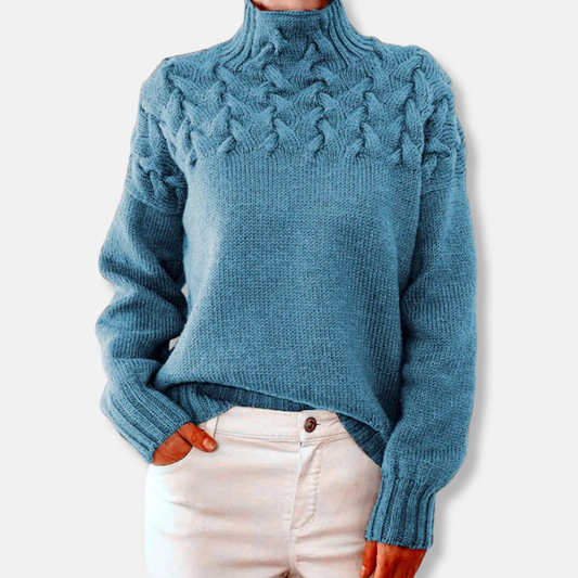 Camille Laine Pull Col Roulé Oversize | Pull Maille Torsadée Femme