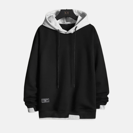 Sweat à capuche homme – Coupe décontractée – Coton mélangé – Capuche à cordon – Bords côtelés