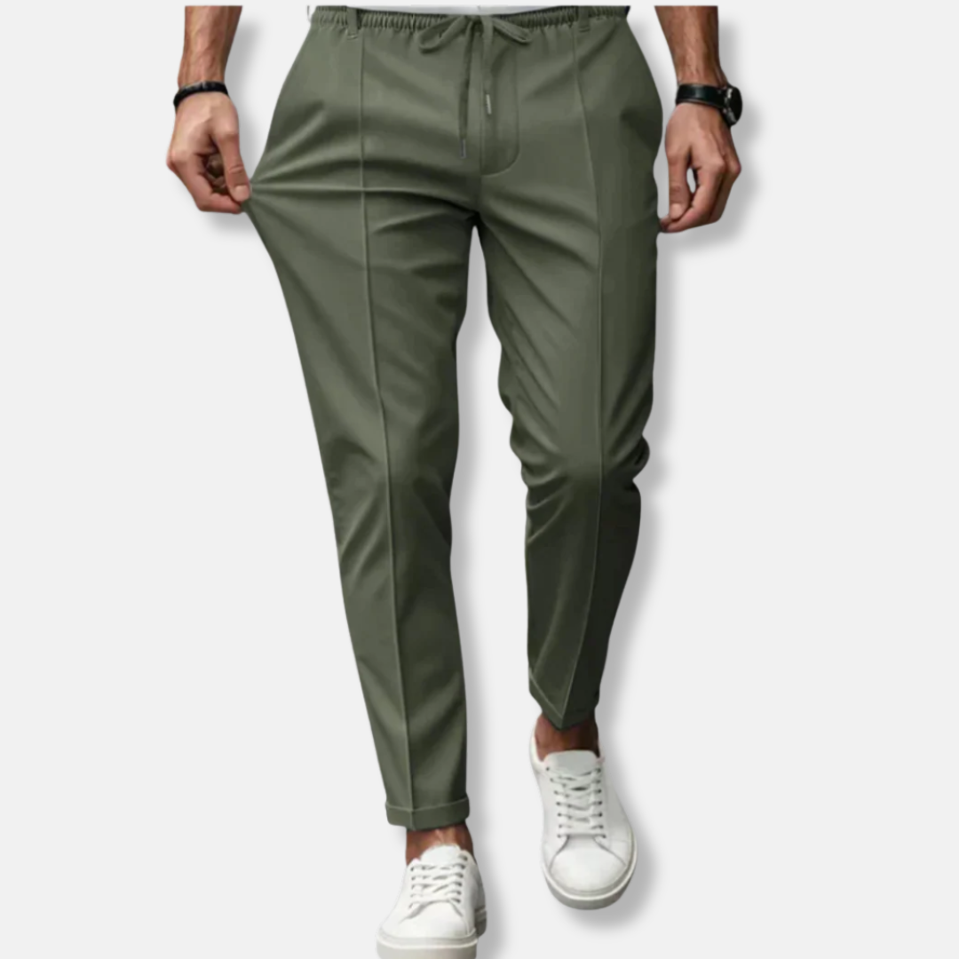 Homme Pantalon - Tissu Tissé Léger - Coupe Décontractée - Taille Élastique Avec Cordon