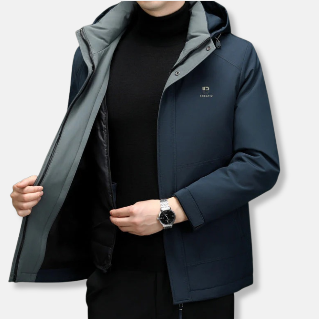 Henri Veste Matelassée Droite | Duvet Naturel Capuche Amovible Veste