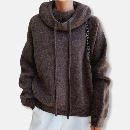 Femme Sweatshirt Tricoté - Maille Douce - Col Bénitier - Manche Longue