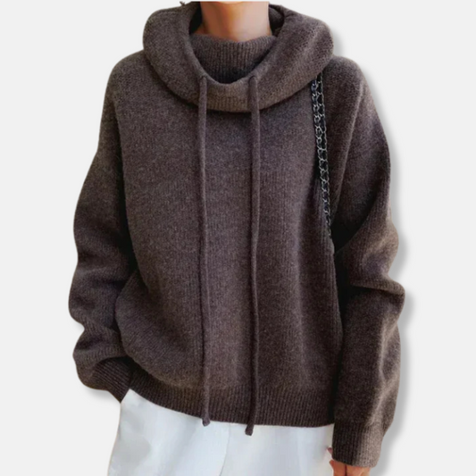 Femme Sweatshirt Tricoté - Maille Douce - Col Bénitier - Manche Longue