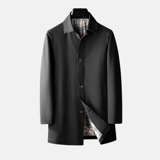 Manteau homme – Coupe ajustée – Laine mélangée – Boutonnage classique – Doublure à carreaux