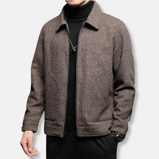 Homme Veste - Tissu Tissé - Coupe Droite - Col Classique - Fermeture Zippée