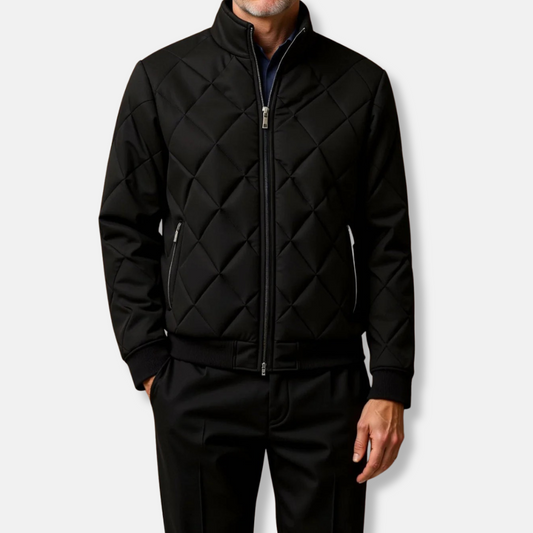 Homme Veste - Tissu Tissé - Coupe Regular - Col Montant - Poignets Côtelés