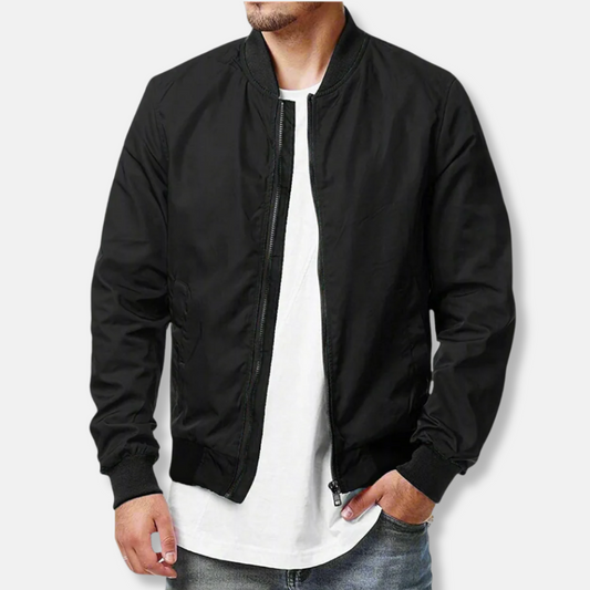 Veste bomber homme – Coupe régulière – Tissu léger respirant – Finition côtelée