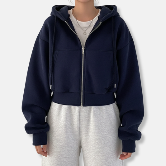 Sweat à capuche femme – Coupe oversize – Polaire douce – Zippé – Poche kangourou