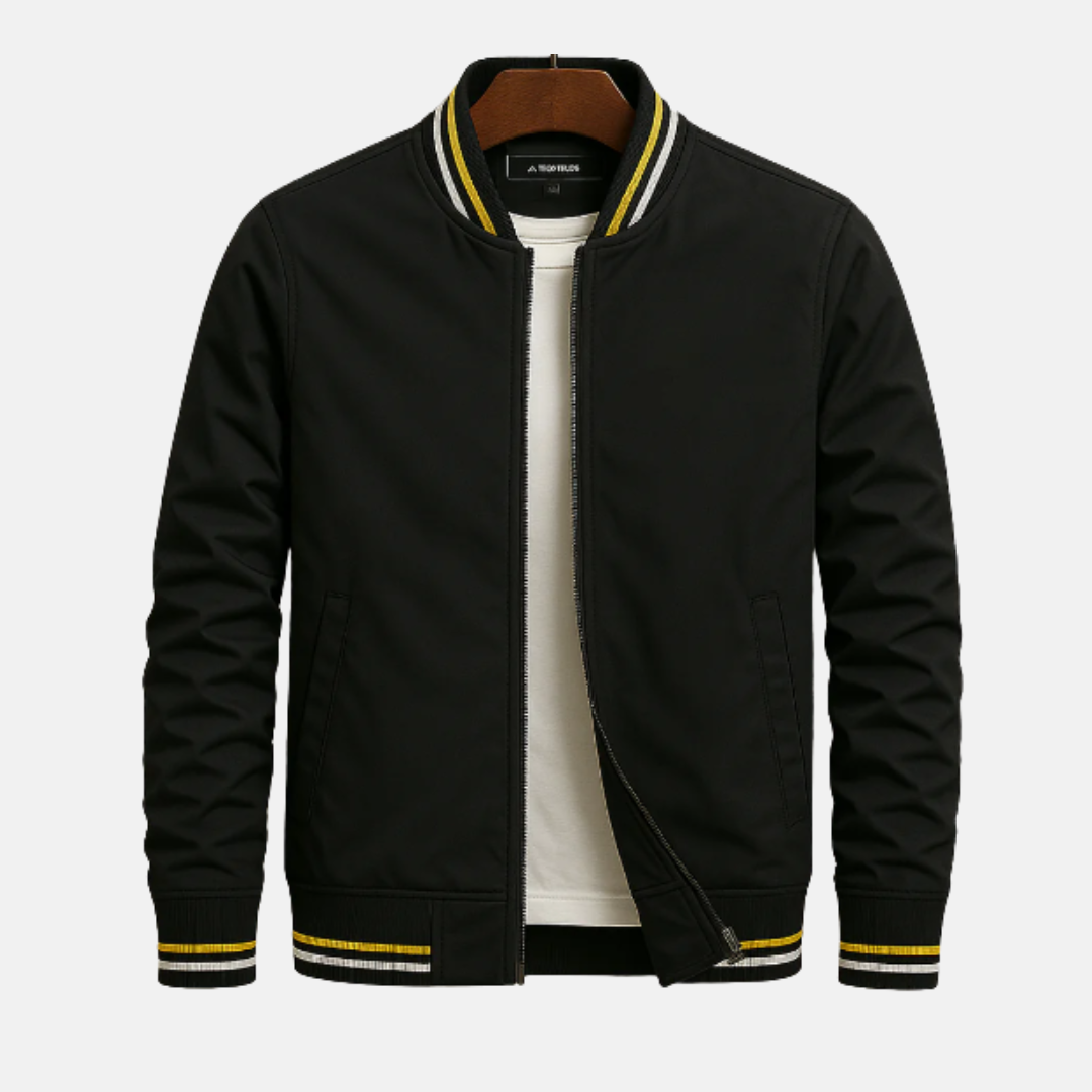 Blouson bomber homme – Coupe droite – Tissu léger – Fermeture zippée – Finition côtelée