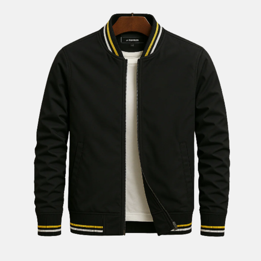 Blouson bomber homme – Coupe droite – Tissu léger – Fermeture zippée – Finition côtelée