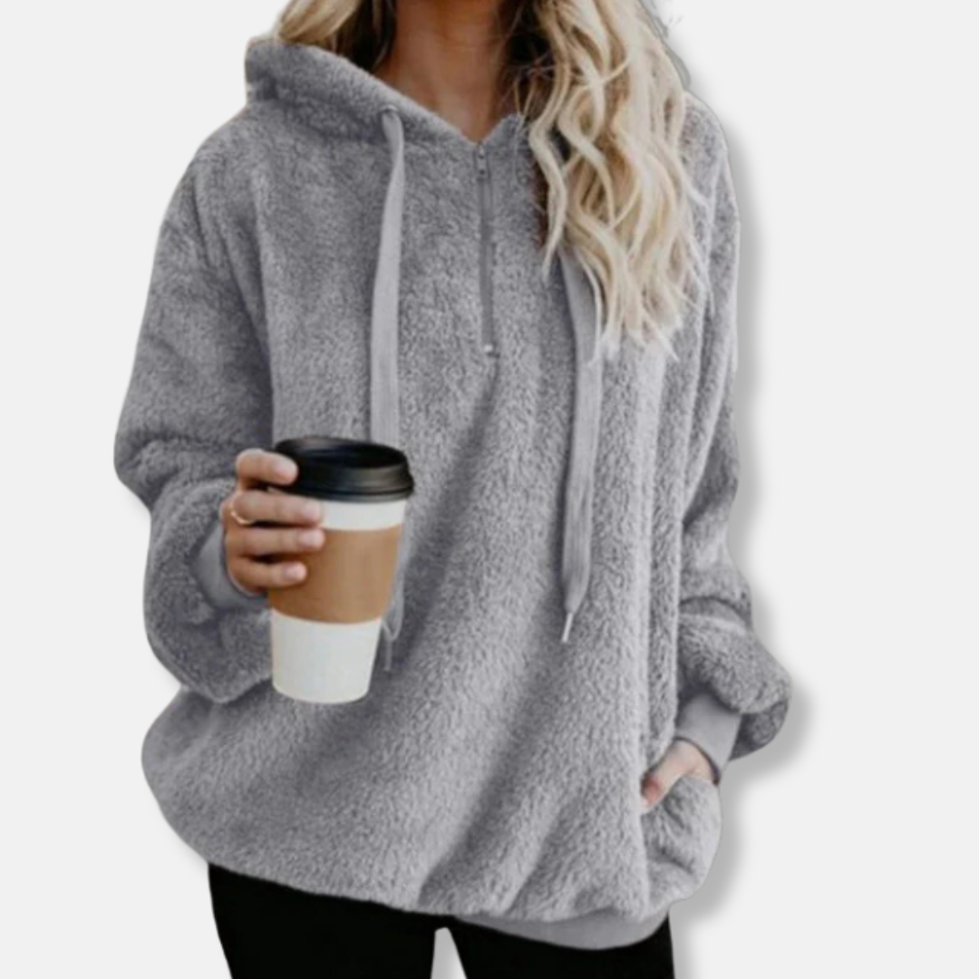 Femme Sweat À Capuche - Polaire Sherpa - Coupe Oversize - Manches Longues