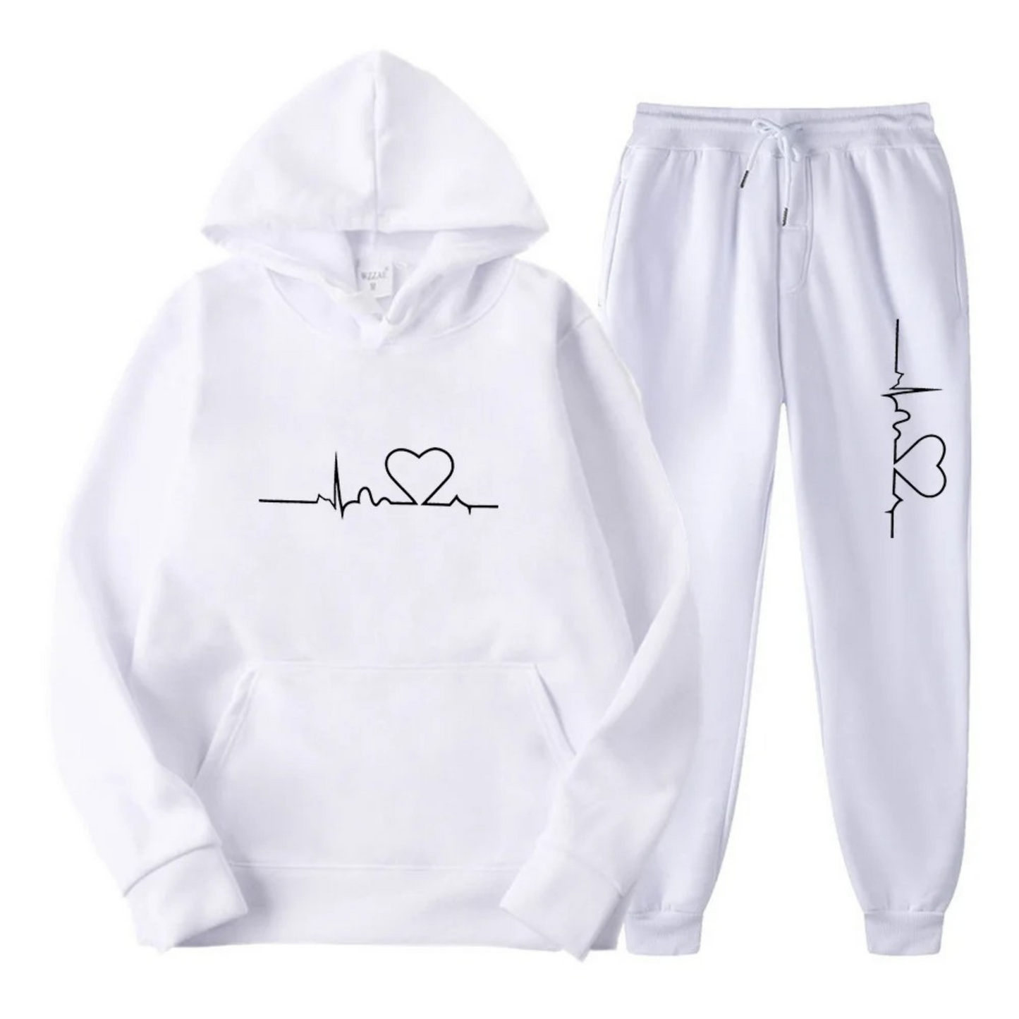 Ensemble de survêtement femme – Coupe décontractée – Coton – Motif graphique – Capuche à cordon