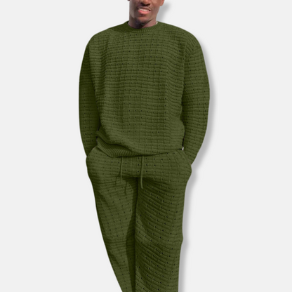 Homme Ensemble Deux Pièces - Maille Texturée - Coupe Décontractée - Col Rond