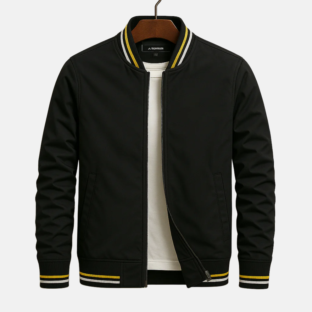 Blouson homme bomber – Coupe régulière – Matière légère – Finition côtelée zippée