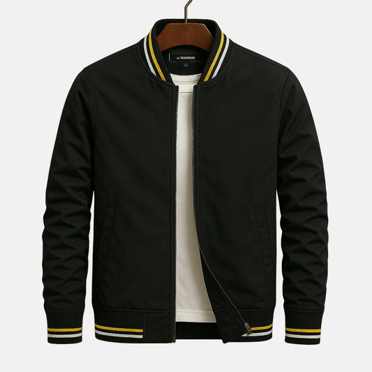 Blouson homme bomber – Coupe régulière – Matière légère – Finition côtelée zippée