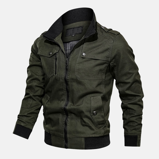 Blouson Homme – Coupe Régulière – Coton – Finition Côtelée – Épaules à Patte