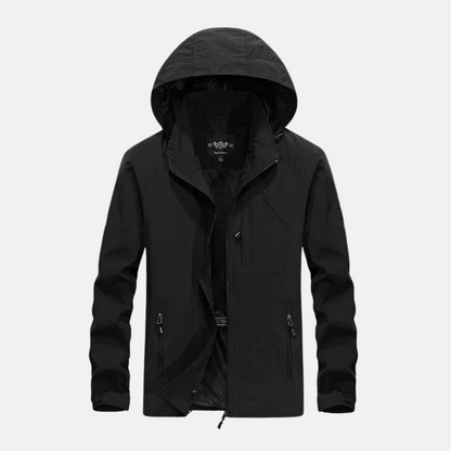 Homme Veste - Tissu Tissé Léger - Col Montant À Capuche - Longueur Hanches