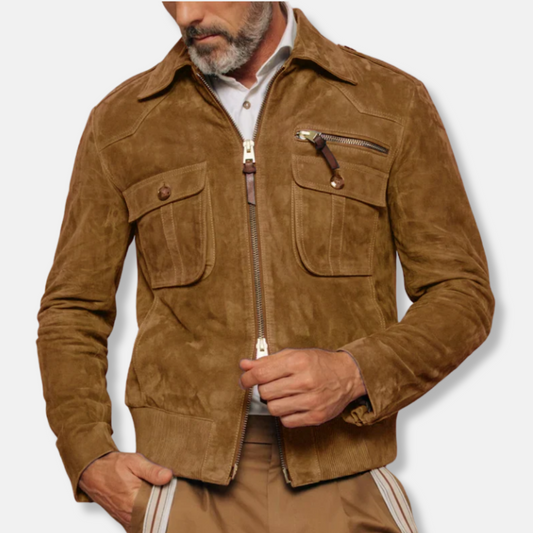 Homme Veste - Coupe Slim - Col Chemise - Longueur Taille