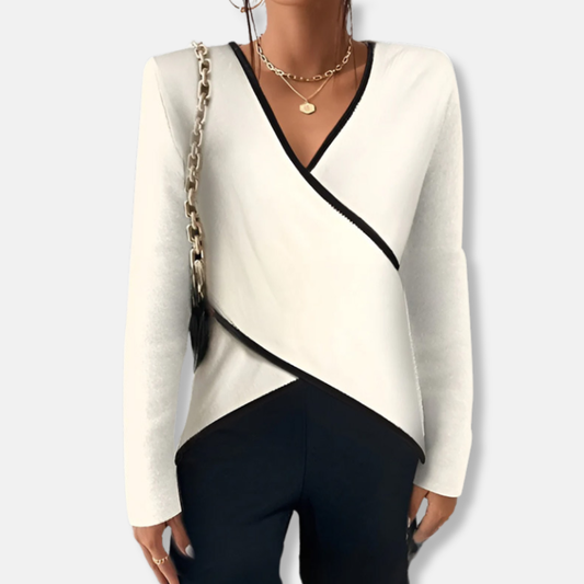 Romane Pull Maille Fine Col V | Manches Longues Pull